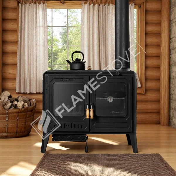 FS-061 Flame Stove Troy Yatay Kuzineli Döküm Soba, Çift Fırınlı Yüksek Verimli Odun Kömür Sobası
